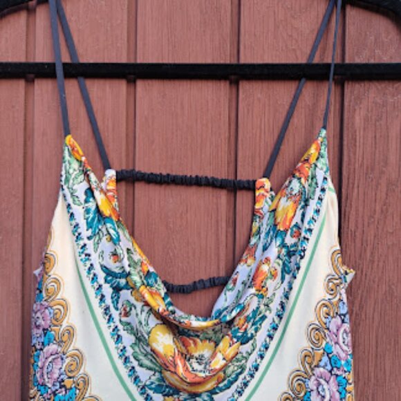 BY ANTHROPOLOGIE | Cowl Neck Open Back Spaghetti Strap Boho Y2K Crop Cami Top M - Picture 5 of 14